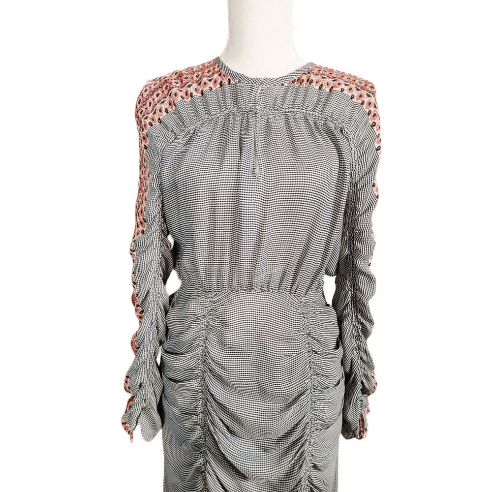 Veronica Beard Gingham Ruched Drawstring Maxi Dre… - image 4